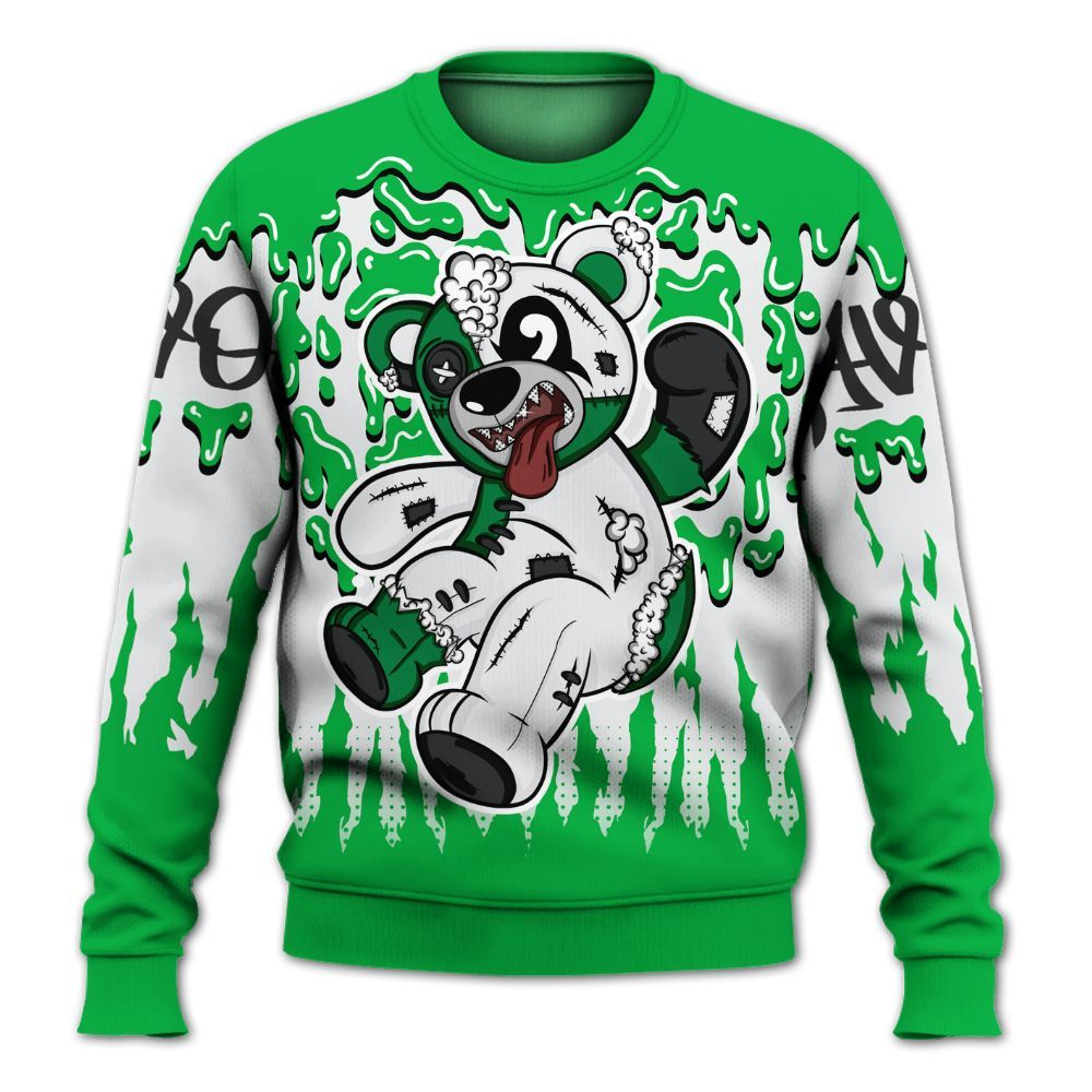 Sweatshirt To Match Lucky Green 5s - Havok Bear Dripping All Over Print