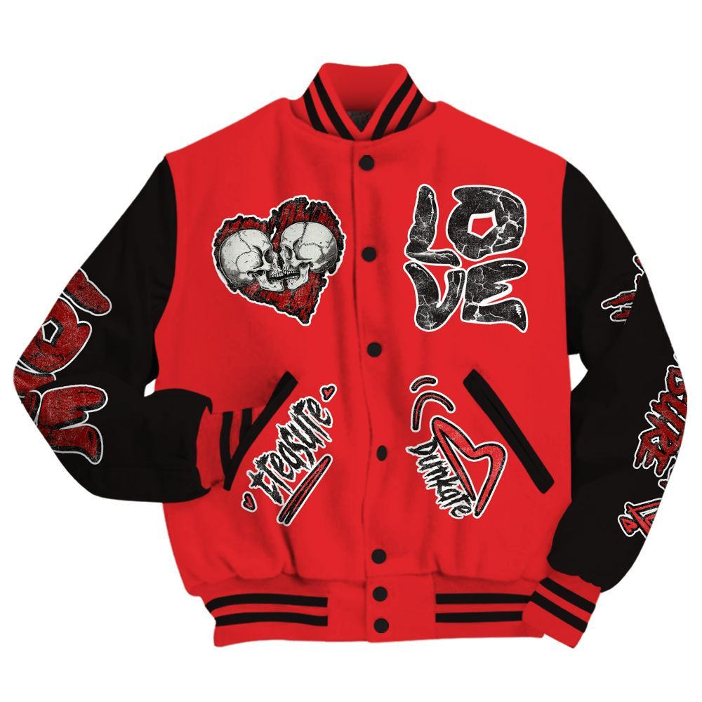 Varsity Jacket To Match Chile Red 9s - Skull Bear All Over Print