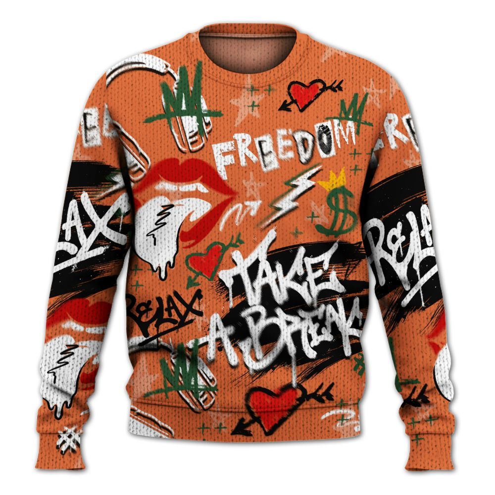 Knitted Sweater To Match Low Miami 5s - Take Break Freedom Graffiti Streetwear