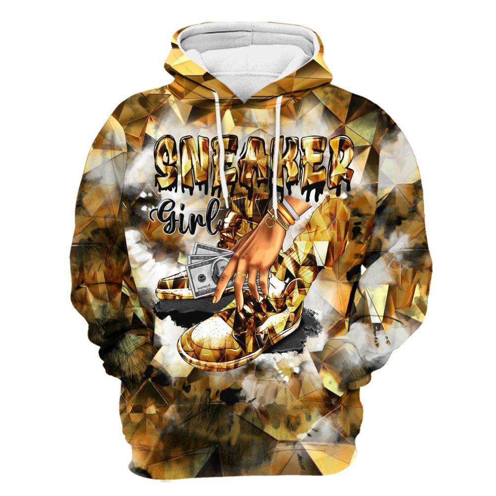 Hoodie To Match NET Gold 4s - SNEAKER Girl Money Drip Tie Dye All Over Print