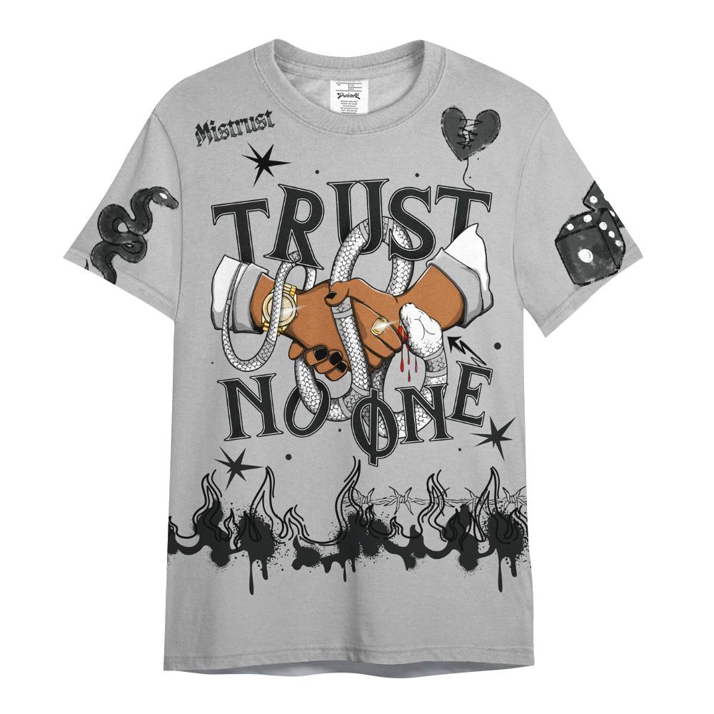 Shirt To Match Low 85 Metallic Black 1s - Trust No One Snake-Bite Doodle Crayon All Over Print