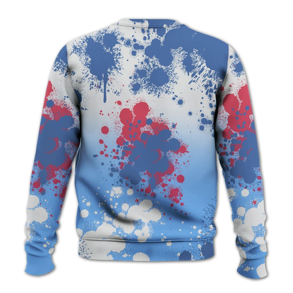 Sweatshirt To Match University Blue 6s - God Blessed Ink Drip All Over Print