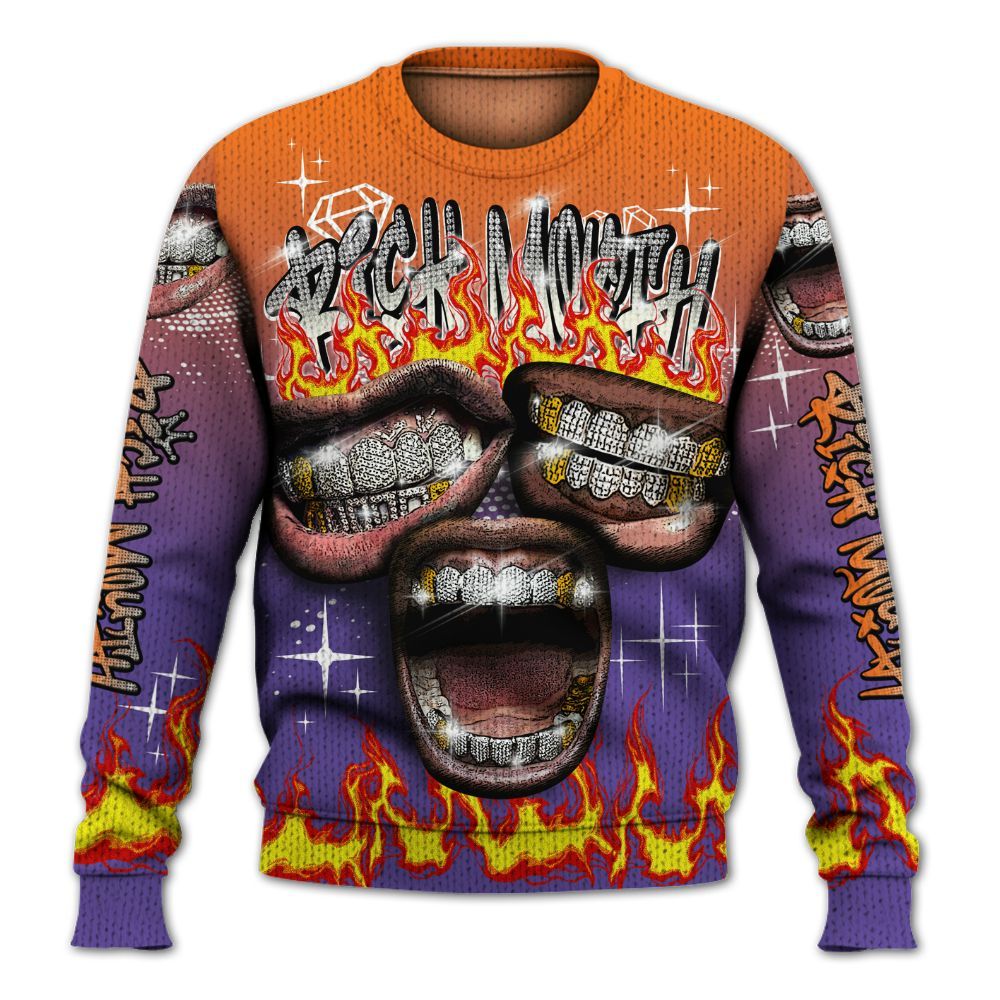 Knitted Sweater To Match Air Max Waffle SP Voltage Purple - Rich Mouth Fire Rap Retro 90s