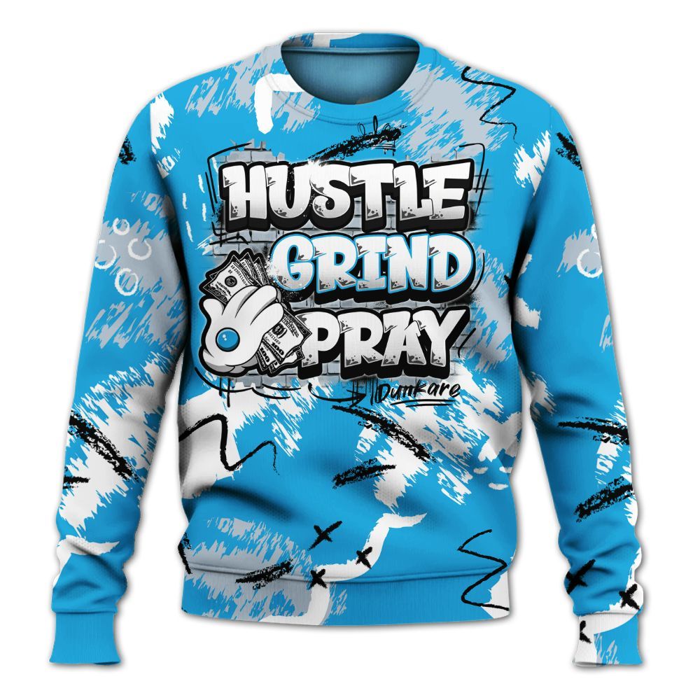 Sweatshirt To Match University Blue Low 2026 11s - Hustle Grind Pray Graphic Street Style All Over Print