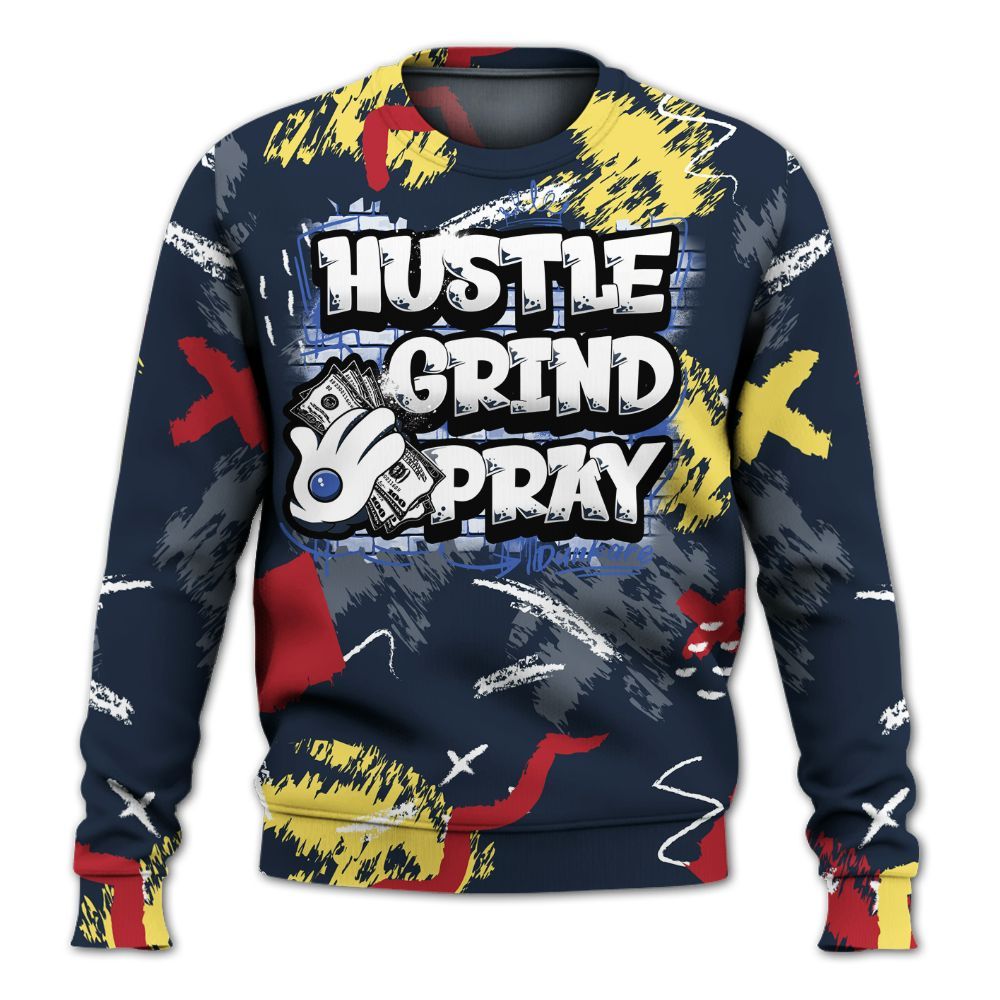 Sweatshirt To Match Dunk Low COJP What The 2024 - Hustle Grind Pray Graphic Street Style All Over Print