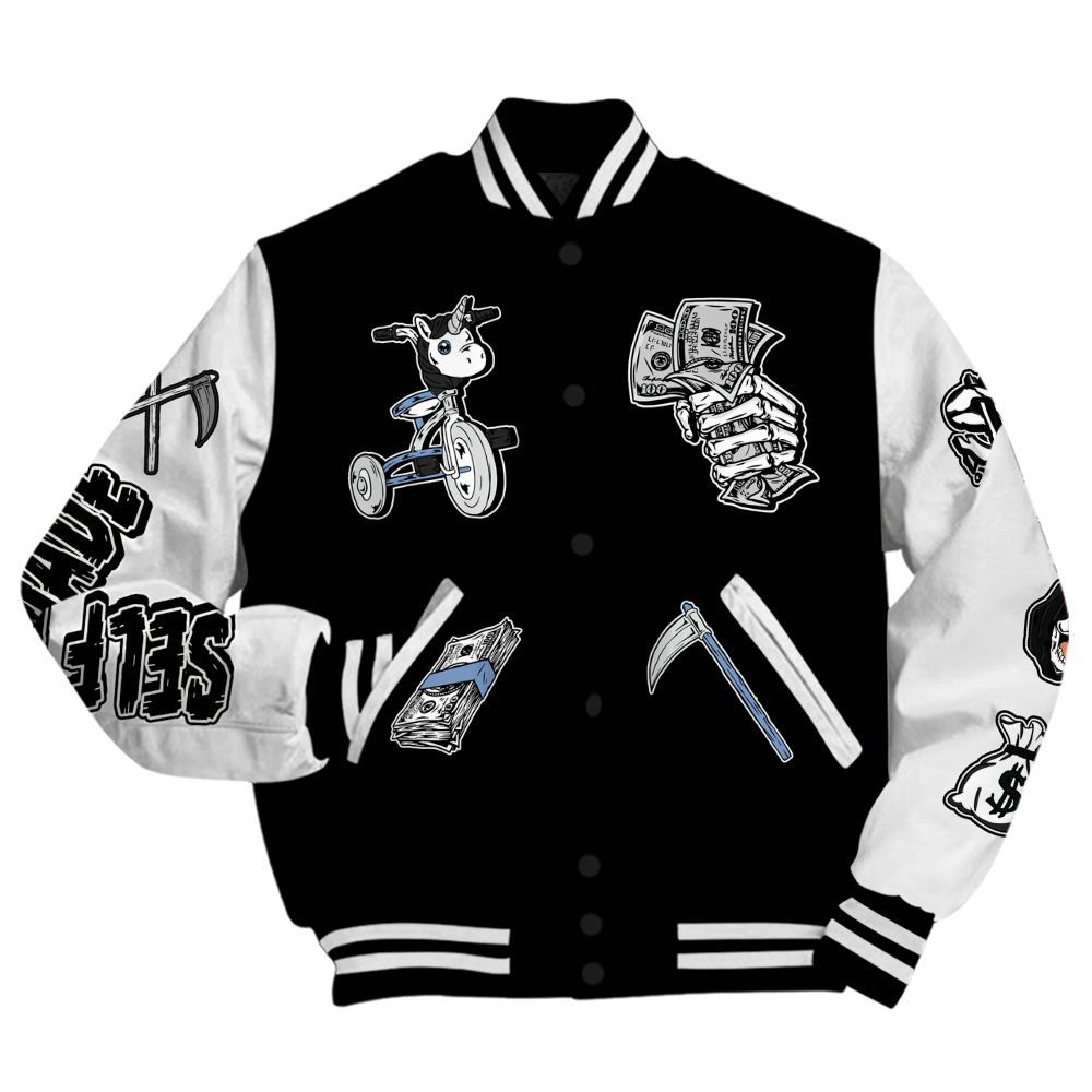 Varsity Jacket To Match Mid Space Jam 1s - Self Make Skeleton All Over Print
