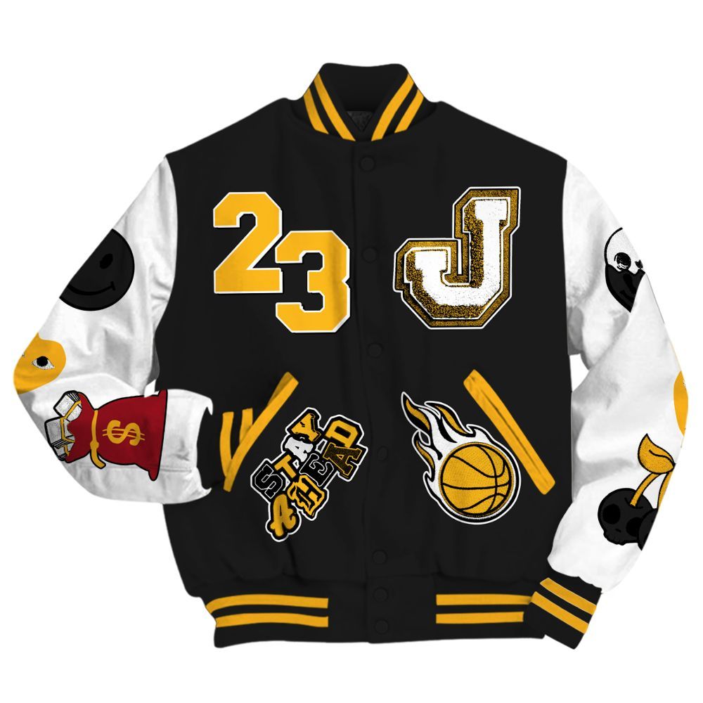 Varsity Jacket To Match White Taxi 12s - Hustles Money Number 23 All Over Print