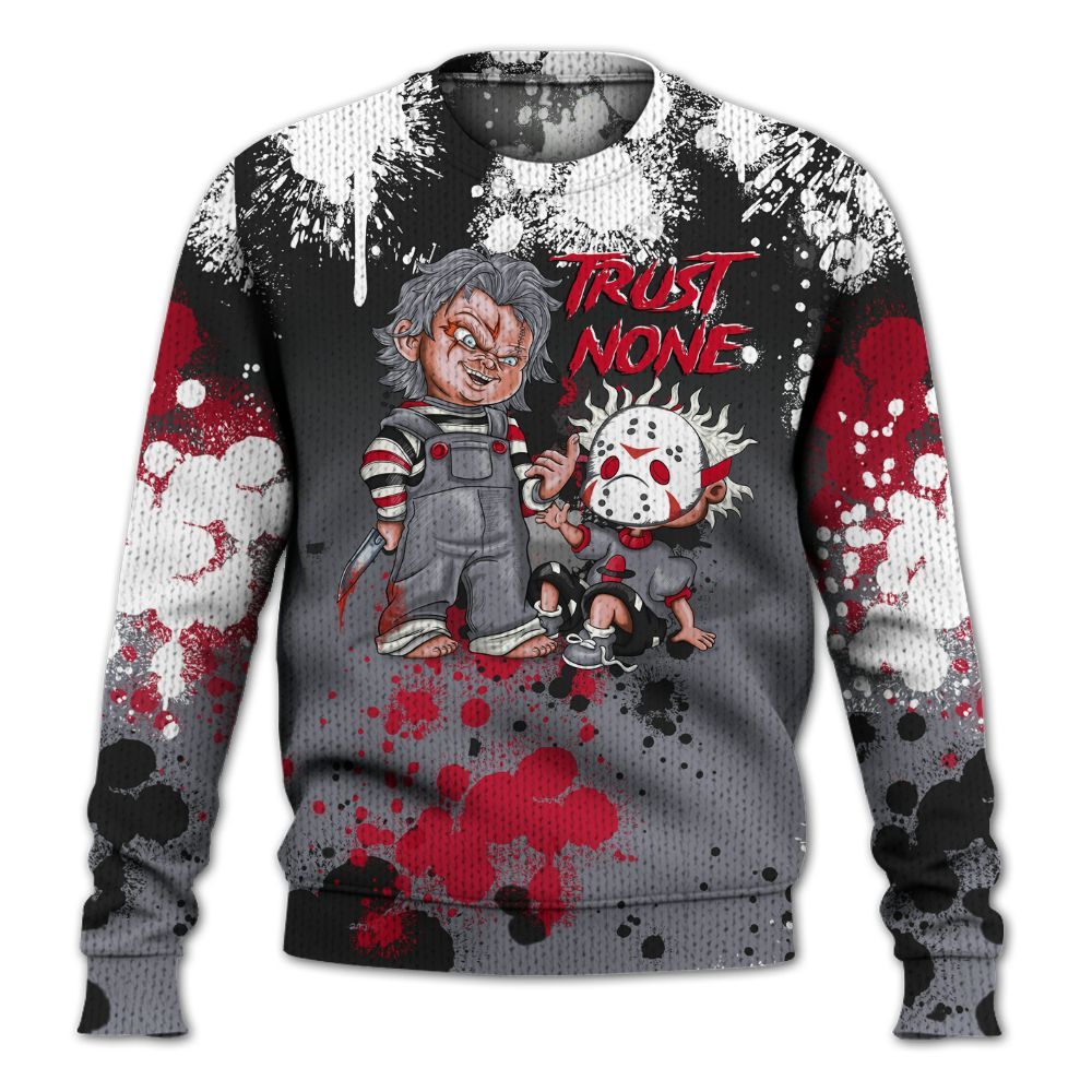 Knitted Sweater To Match Retro Black Flint 13s - Trust No One Scary