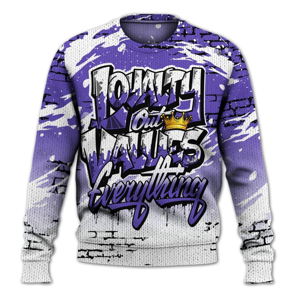 Knitted Sweater To Match Field Purple 12s - Values Of Loyalty Drip