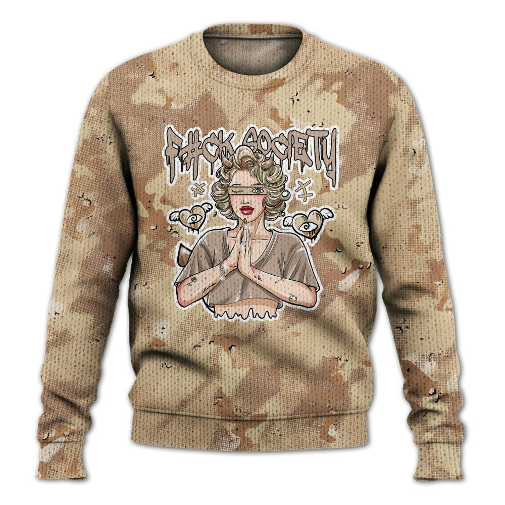 Knitted Sweater To Match Desert Camo 3s - F#ck Xociety Halftone