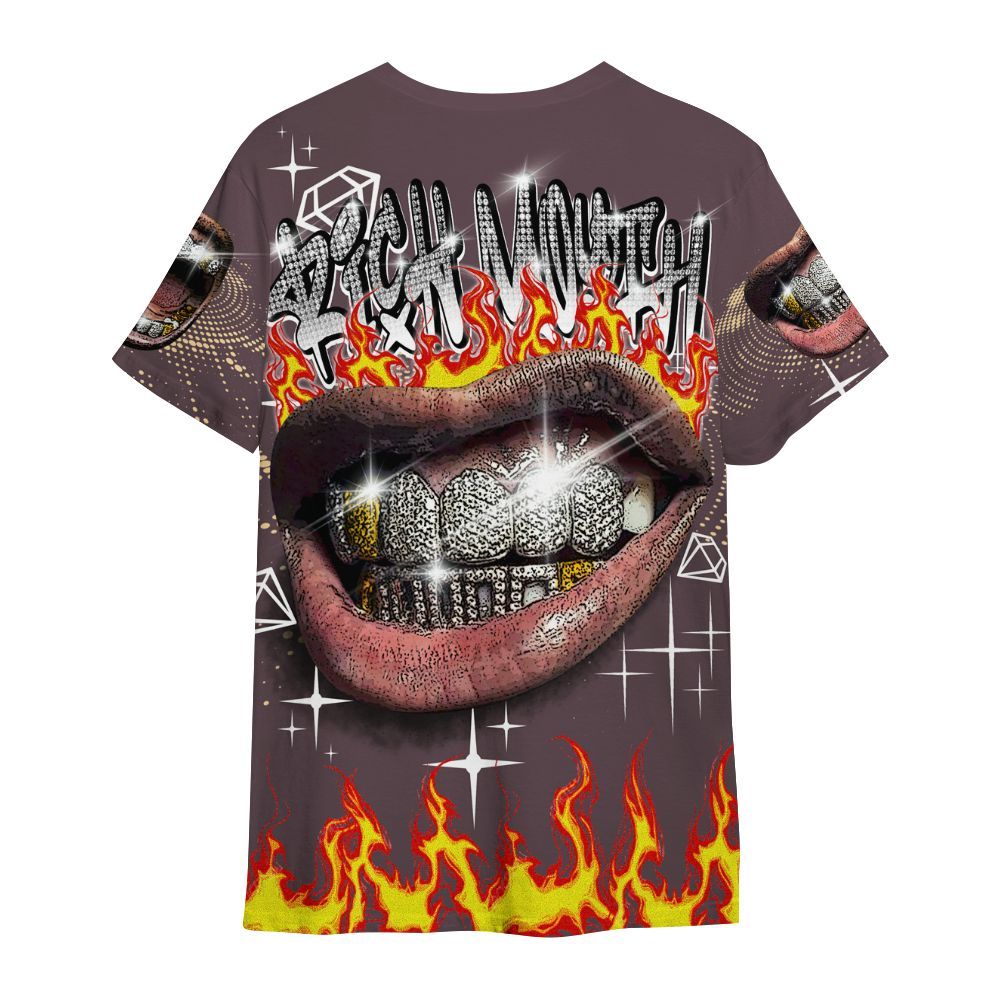 Shirt To Match AMM Black 3s - Rich Mouth Fire Rap Retro 90s All Over Print