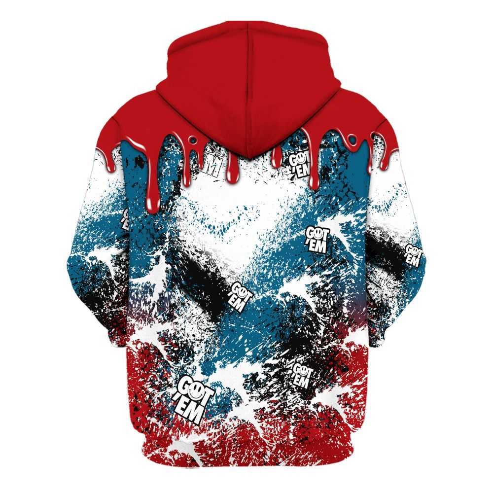 Hoodie To Match OG Varsity Red 17s - Dripping 23 Drip All Over Print