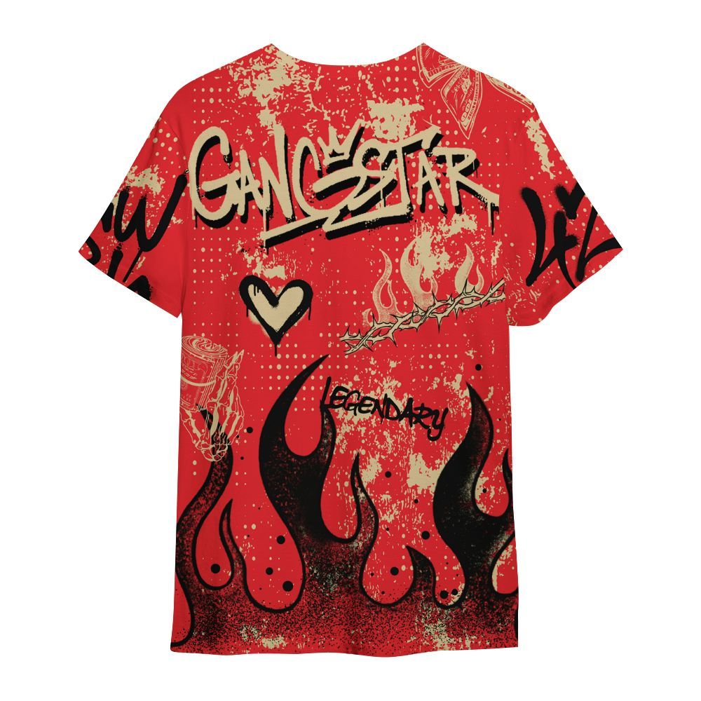 Shirt To Match Prime 93 Fire Red - Lucky Money Paid In Full Graffiti All Over Print