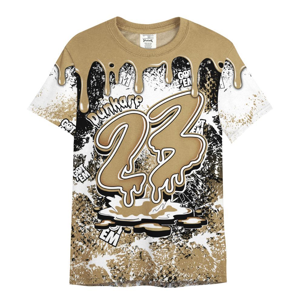Shirt To Match High OG Black Metallic Gold 1s - Dripping 23 Drip All Over Print