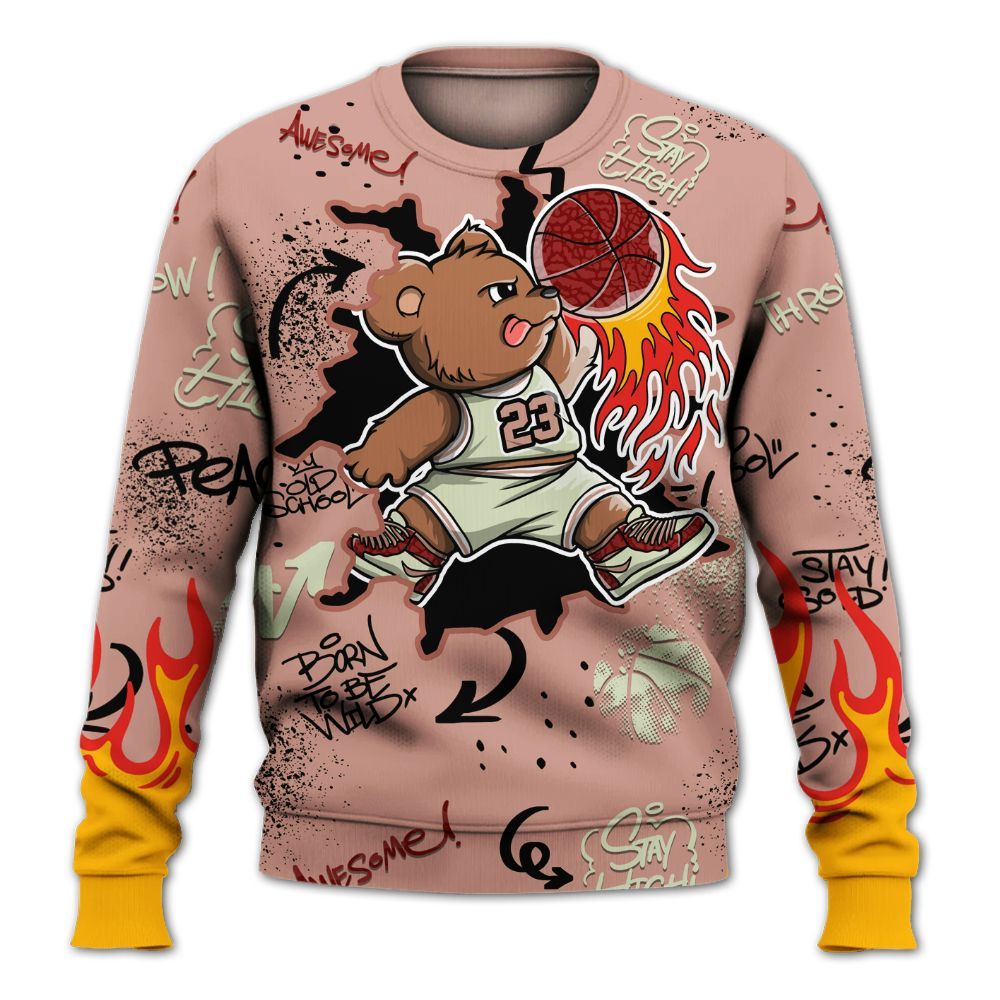 Sweatshirt To Match Valentines Day 3s - Number 23 Basketball Bear Custom Name All Over Print