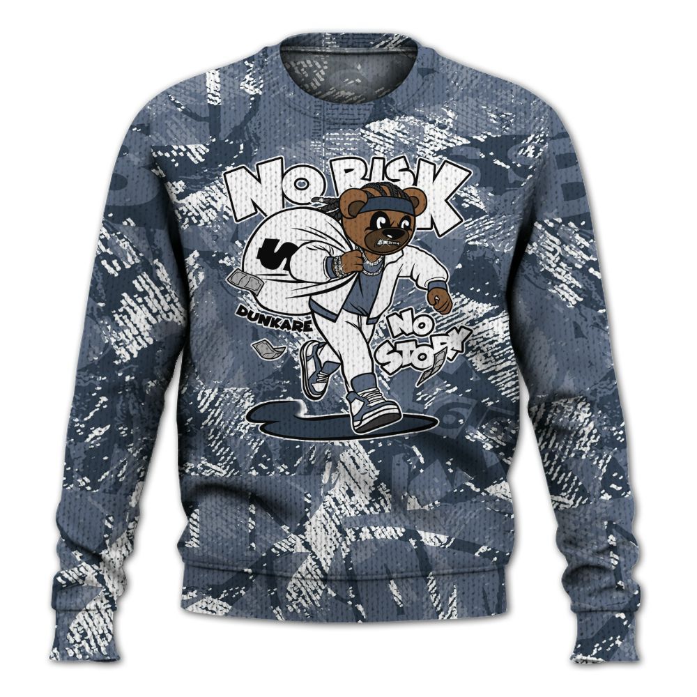 Knitted Sweater To Match Low Diffused Blue 11s - Certain Bear Abstract Graffiti