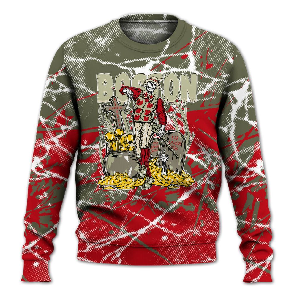 Sweatshirt To Match Low OG Medium Olive 1s - Goldrush Skeleton Profound All Over Print