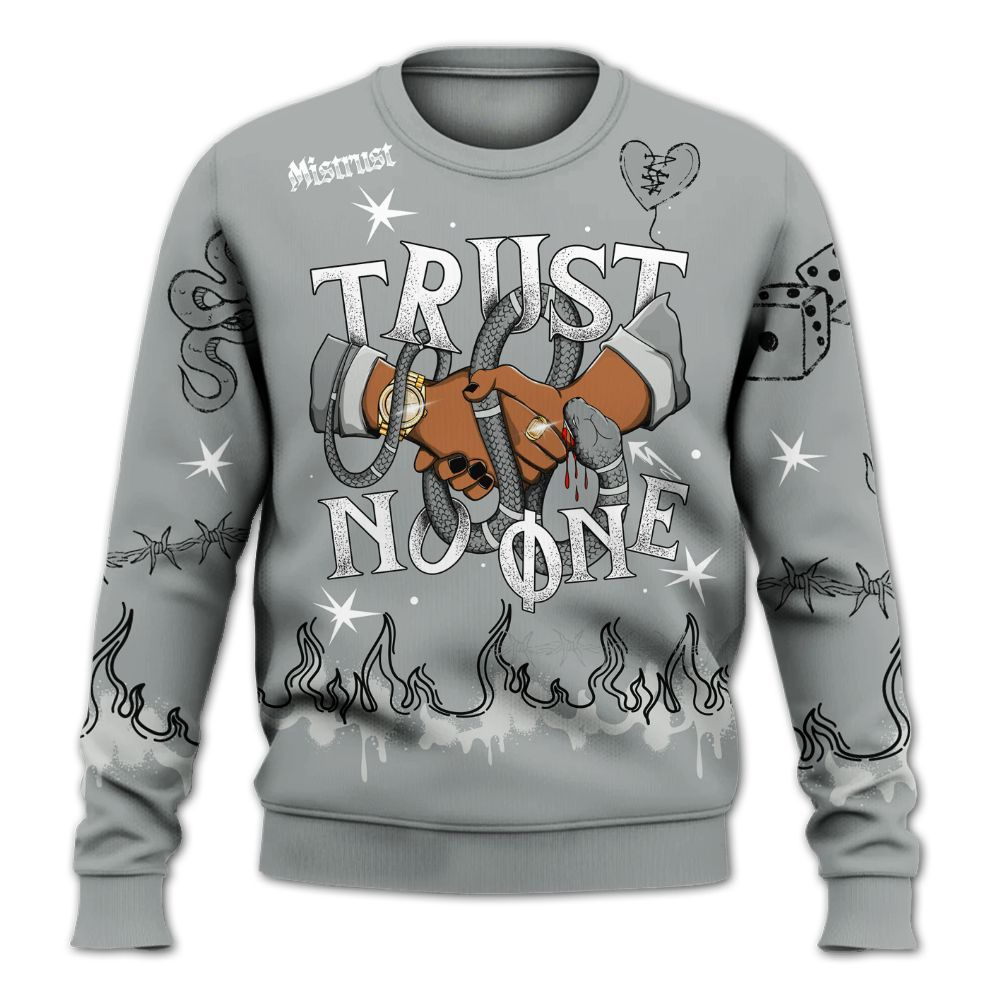 Sweatshirt To Match Dunk Low White Light Smoke Grey - Trust No One Snake-Bite Doodle Crayon All Over Print