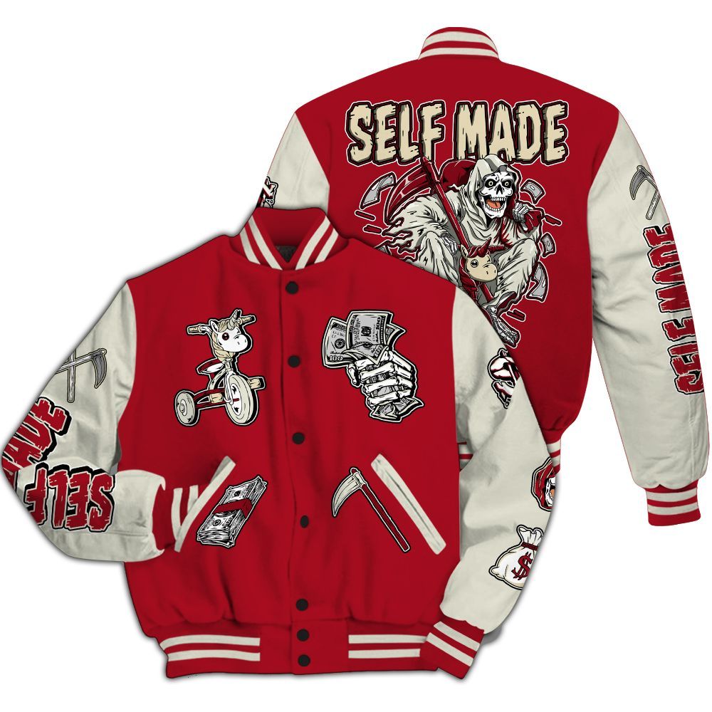 Varsity Jacket To Match 2025 High OG Cinnabar 1s - Self Make Skeleton All Over Print