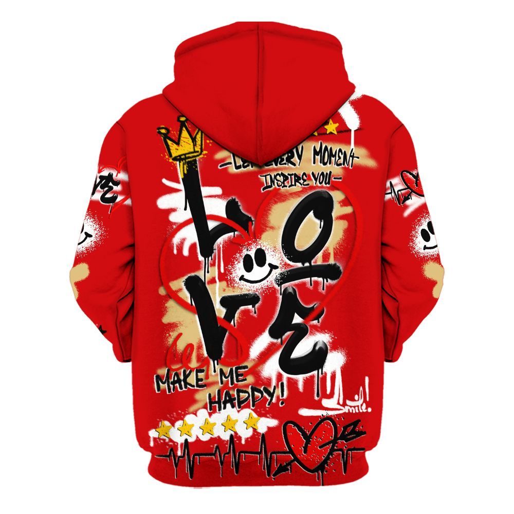 Hoodie To Match Ja 2 Halloween - Happy Love Beats Graffiti Streetwear All Over Print
