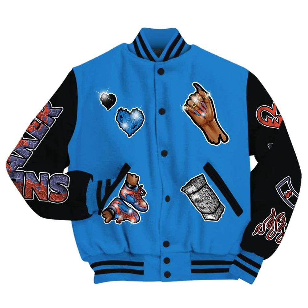 Varsity Jacket To Match Hi-Res Blue 700s - Sneakerz Girlz All Over Print