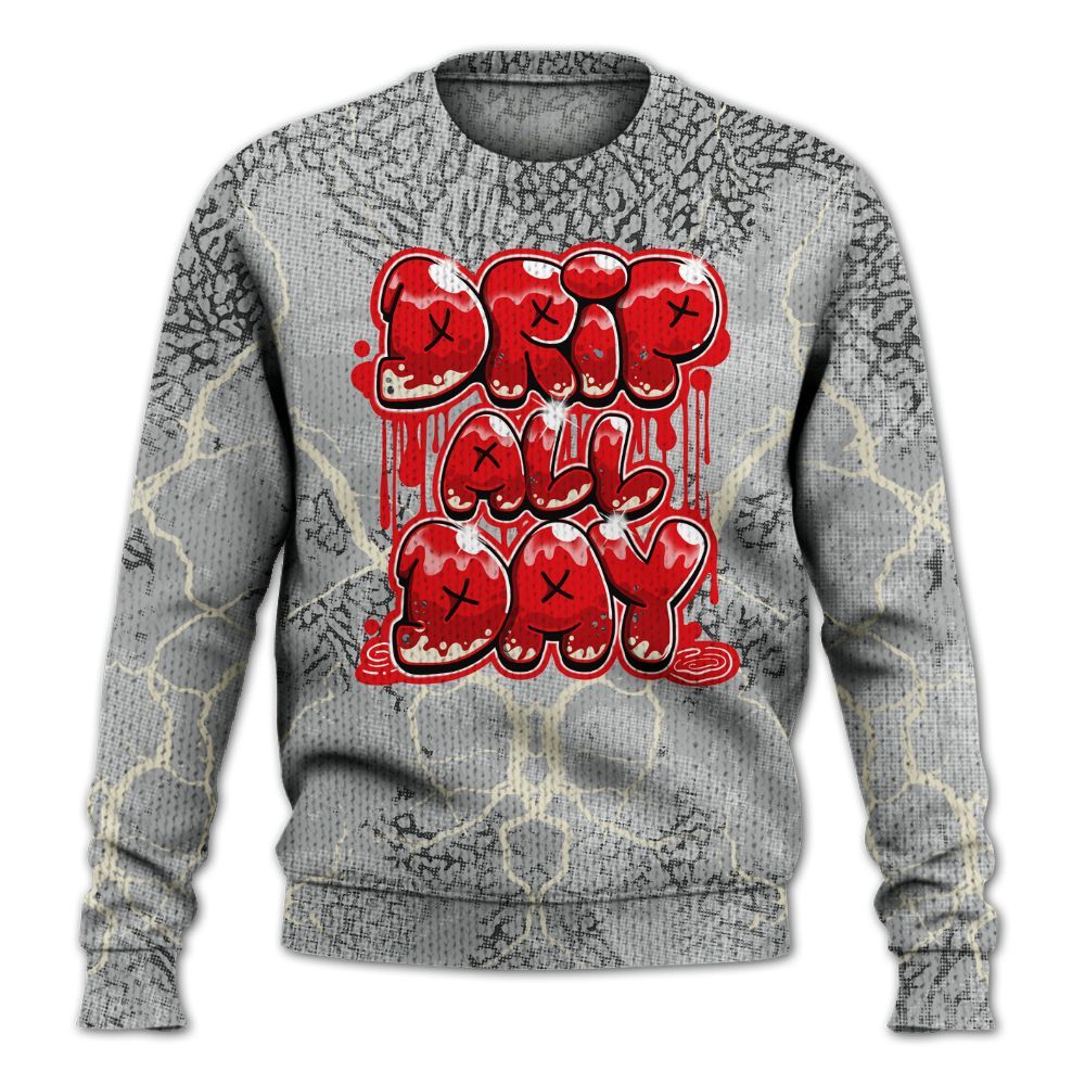 Knitted Sweater To Match Cement Grey 3s - DRIPPIN Days Graphic Halloween