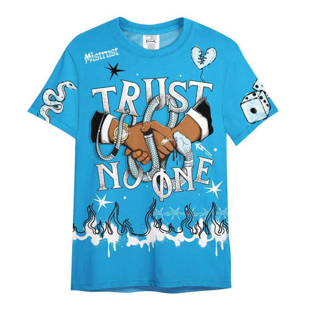 Shirt To Match University Blue Low 2026 11s - Trust No One Snake-Bite Doodle Crayon All Over Print