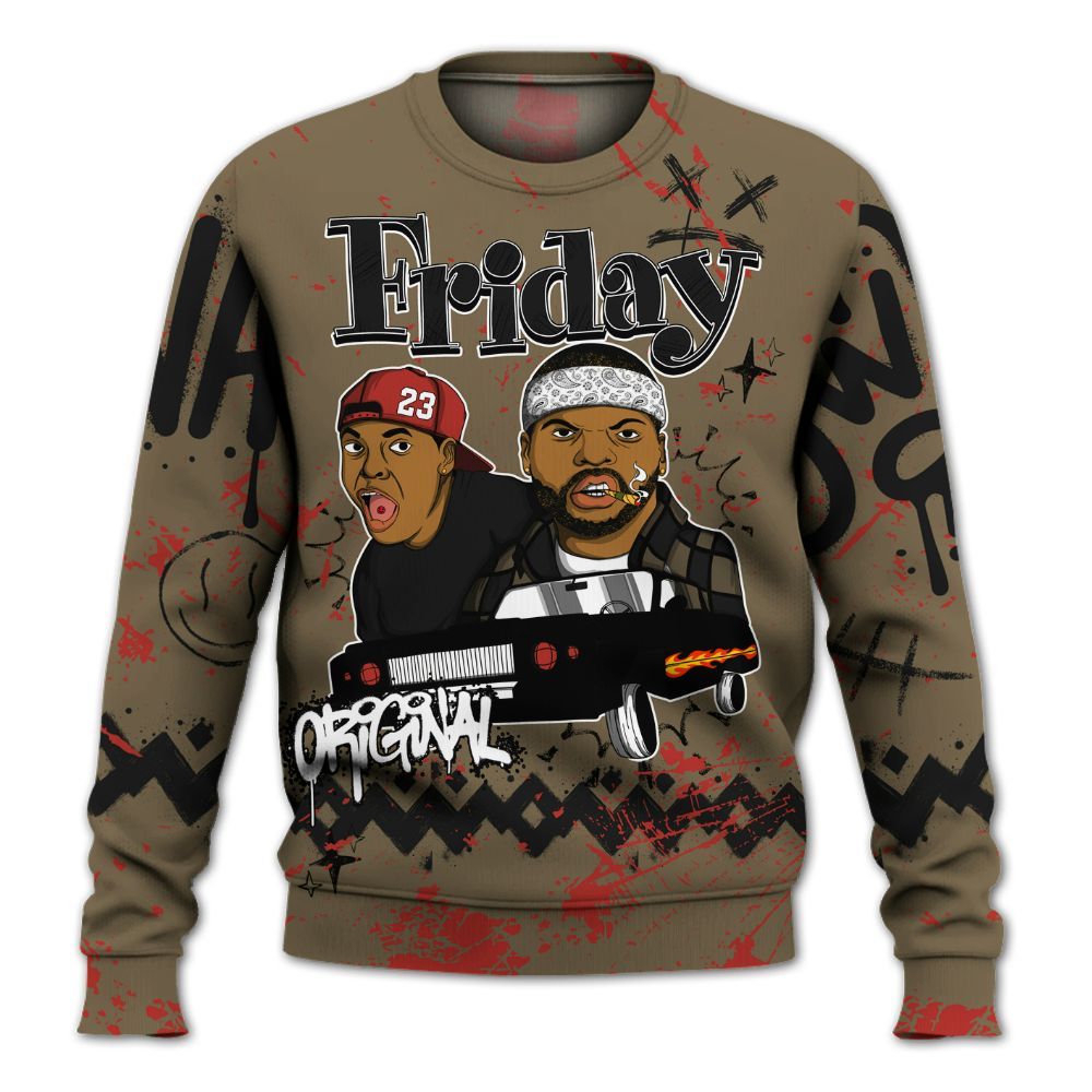 Sweatshirt To Match Olive 9s - Friday Sneaker Crayon All Over Print