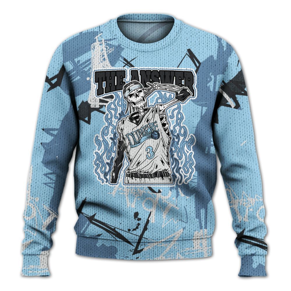 Knitted Sweater To Match Legend Blue 11s - Allen Answer Skeleton Messyz