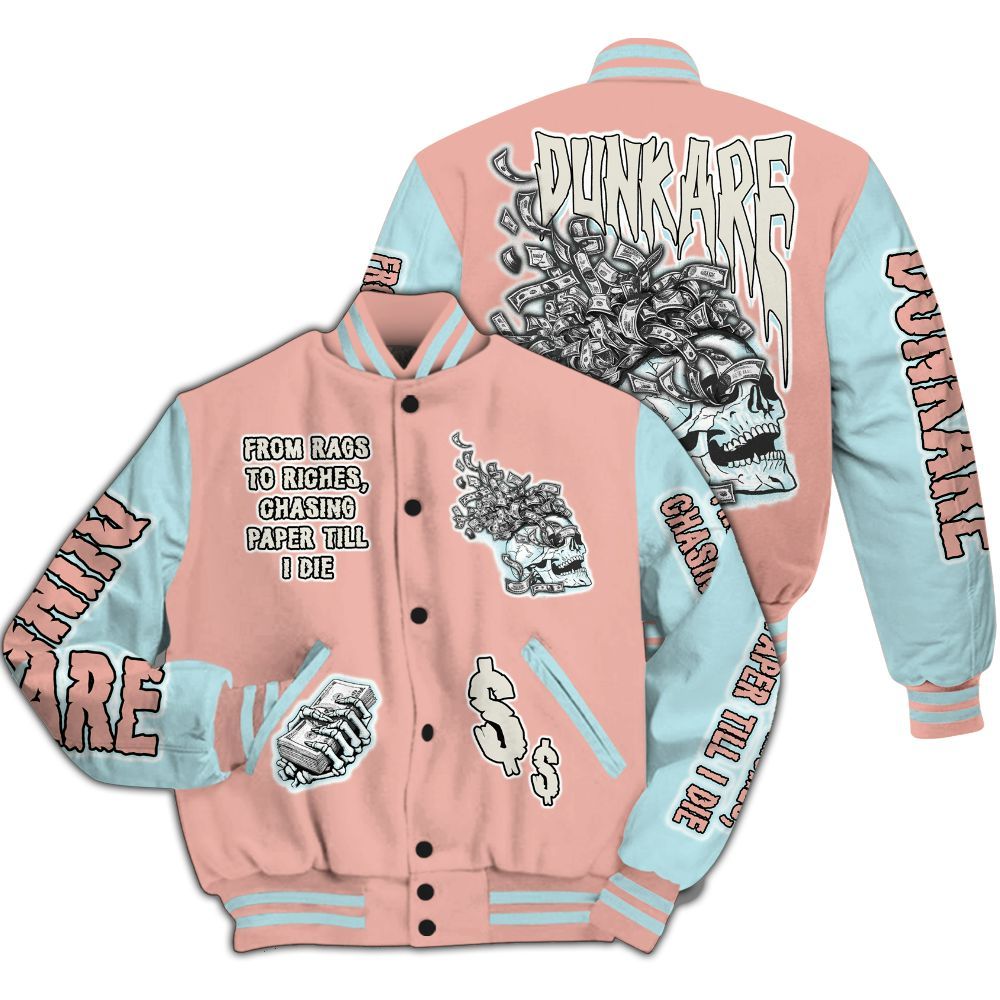 Varsity Jacket To Match Dunk Low Glacier Arctic - From Rags To Riches All Over Print