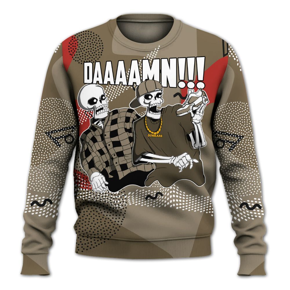 Sweatshirt To Match Olive 9s - Graphic Meme Damnn All Over Print