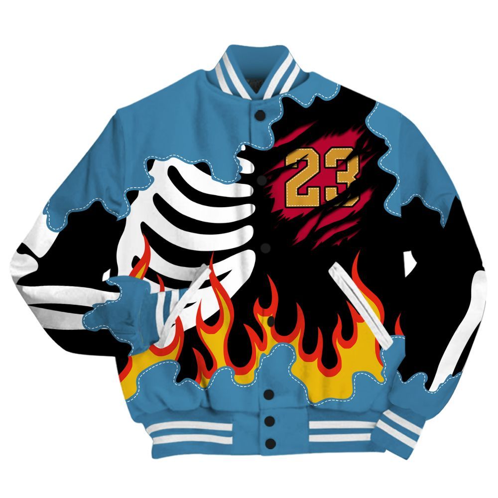 Varsity Jacket To Match GS Messy Room 4s - Burning Skeleton 23 G.O.A.T All Over Print