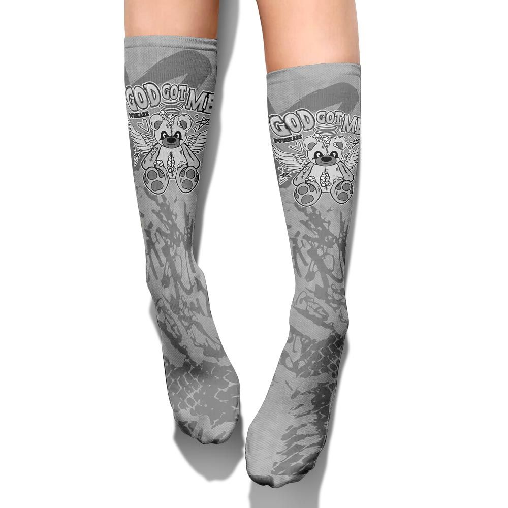 Sock To Match Black Wolf Grey 12s - Gods Guides Me Bear Heart Grunge