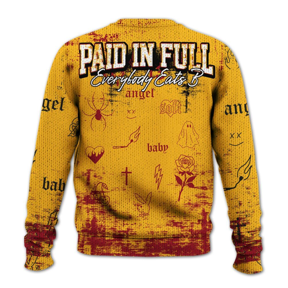 Sweater To Match White Taxi 12s Shirt, Paid In Full Money Graphic