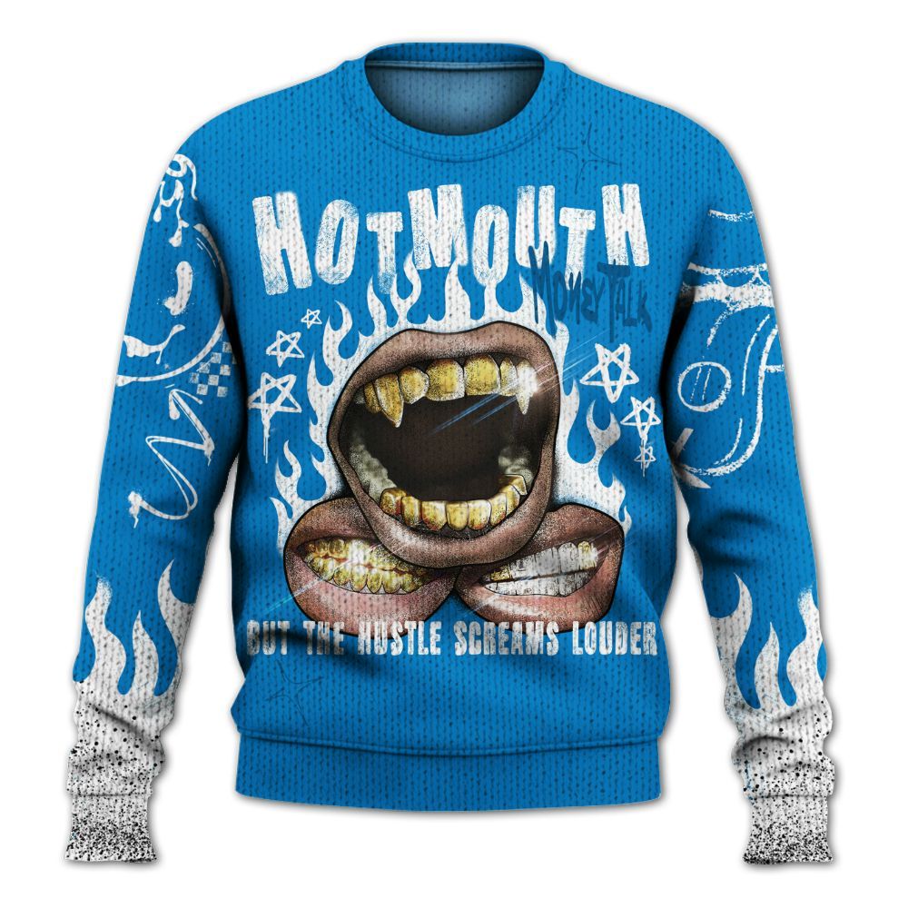Knitted Sweater To Match Industrial Blue 4s - Mouth Burning Street Style