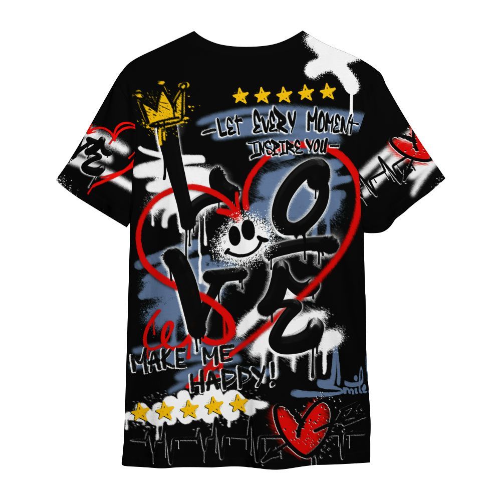 Shirt To Match Mid Space Jam 1s - Happy Love Beats Graffiti Streetwear All Over Print