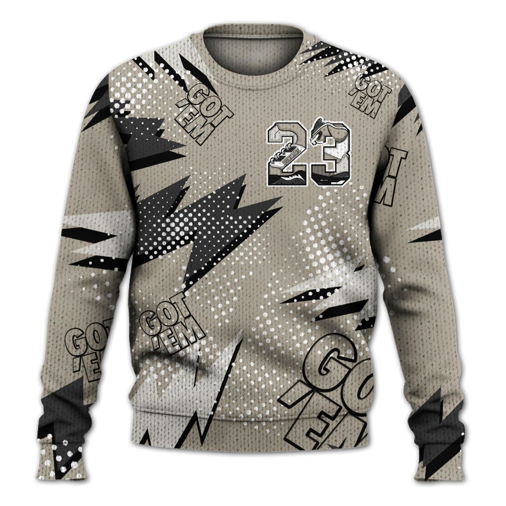 Knitted Sweater To Match RM Light Bone 4s - Custom Name Number 23 5s