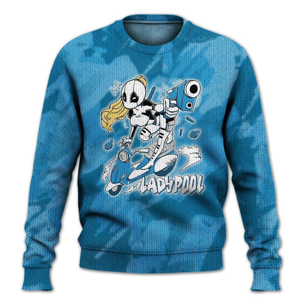 Knitted Sweater To Match Powder Blue 9s - Lady Pool Cartoon Abstract Halftone