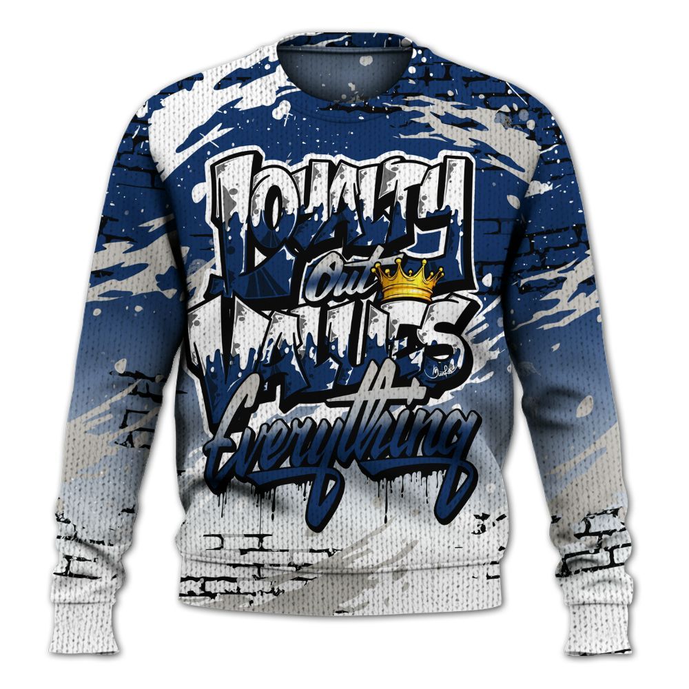 Knitted Sweater To Match High OG Deep Royal Blue 1s - Values Of Loyalty Drip