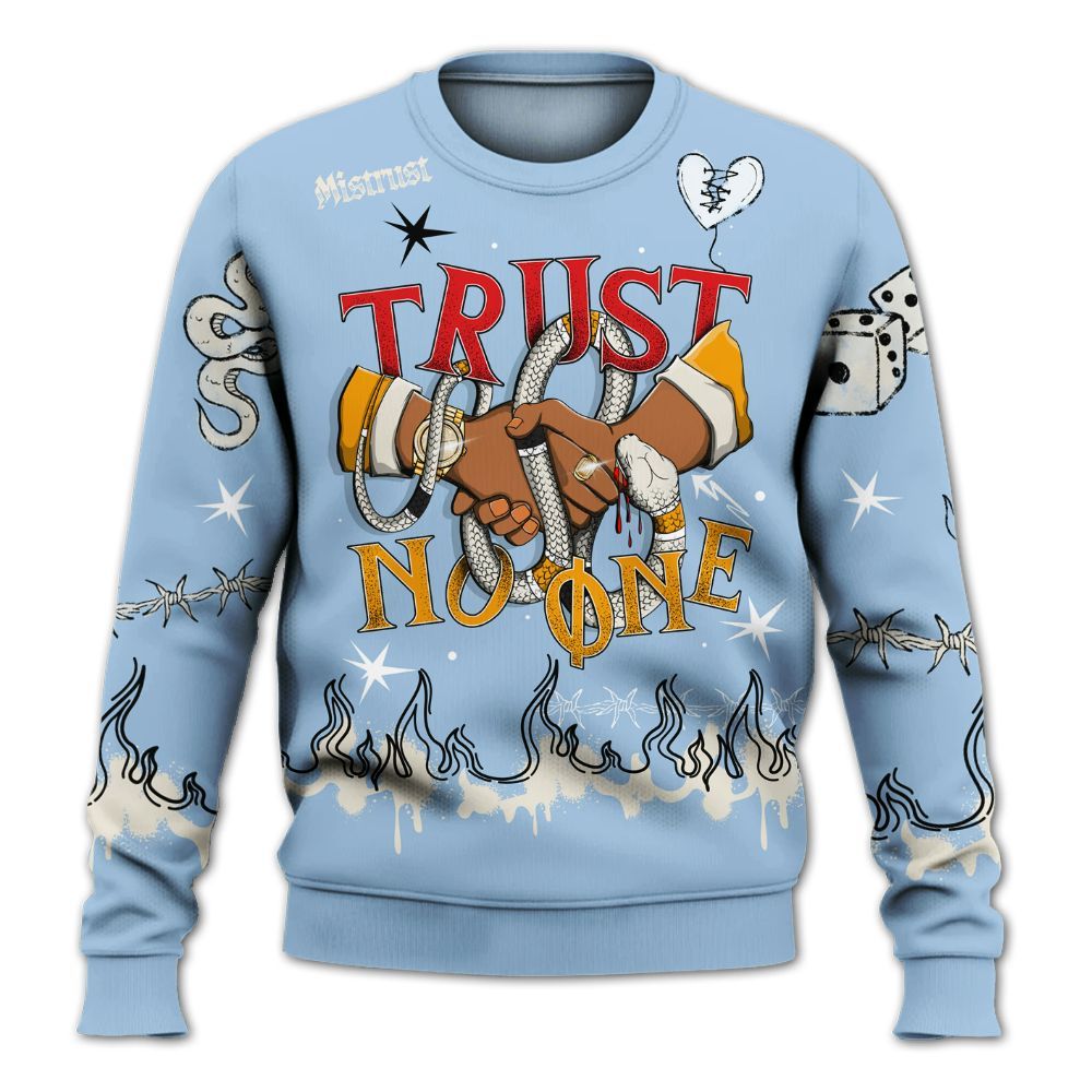 Sweatshirt To Match Retro High OG Pale Ivory Psychic Blue 1s - Trust No One Snake-Bite Doodle Crayon All Over Print