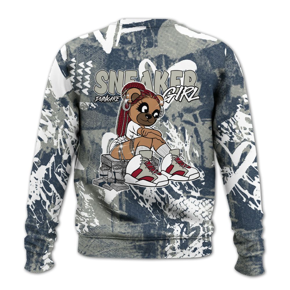 Sweatshirt To Match Navy Blue 2024 6s - Sneaker Girl Bear Heart Grunge All Over Print