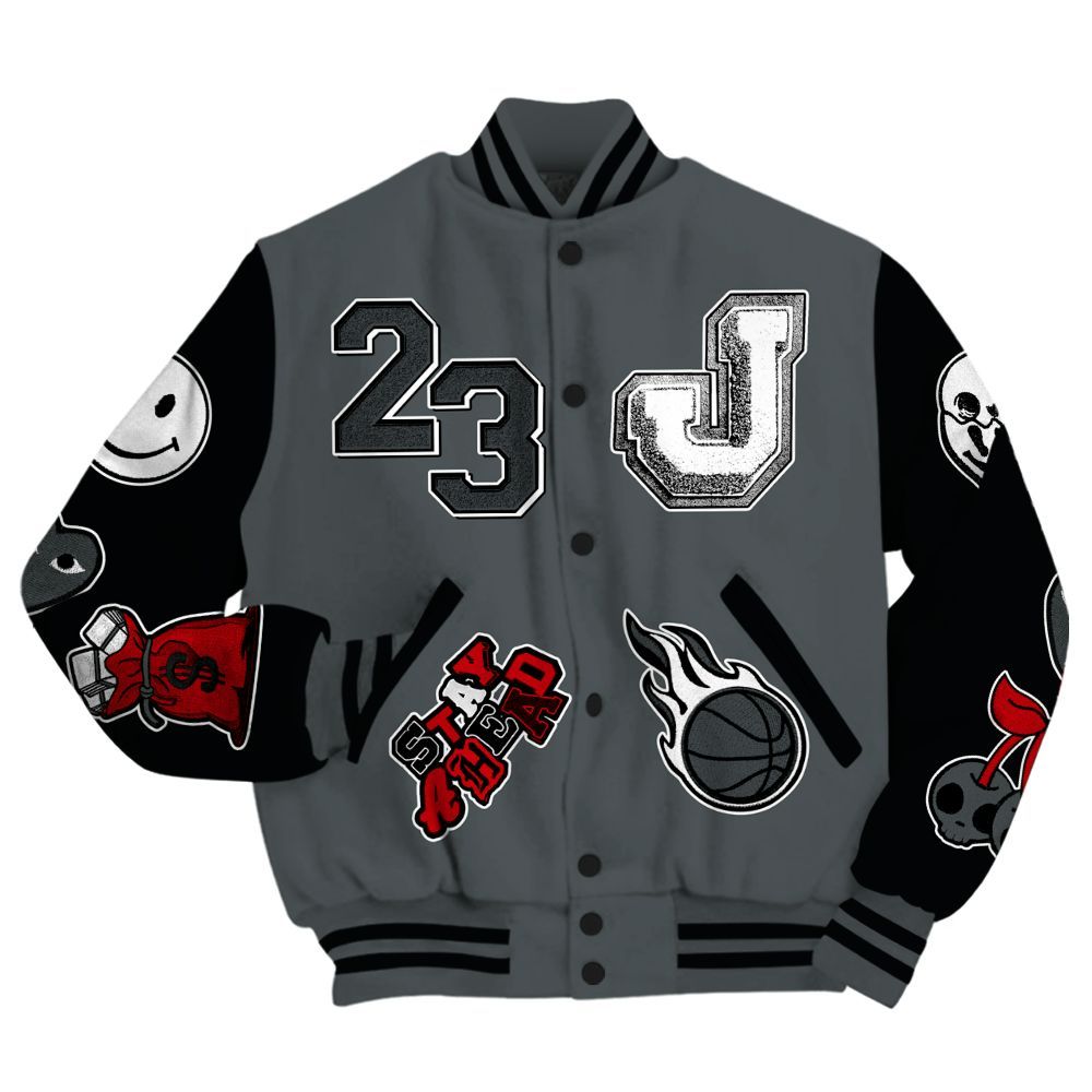 Varsity Jacket To Match Black RM Nigel Sylvester 4s - Hustles Money Number 23 All Over Print