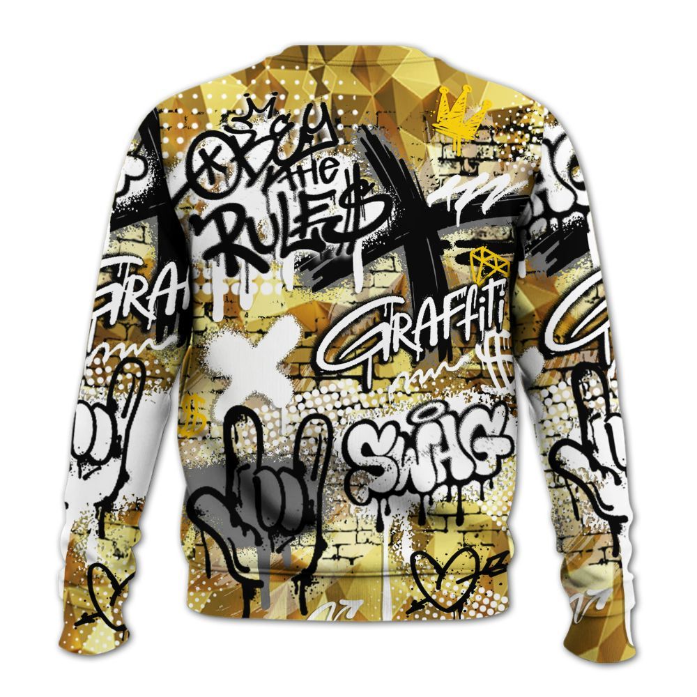 Sweatshirt To Match NET Gold 4s - True It Real Graffiti Streetwear All Over Print