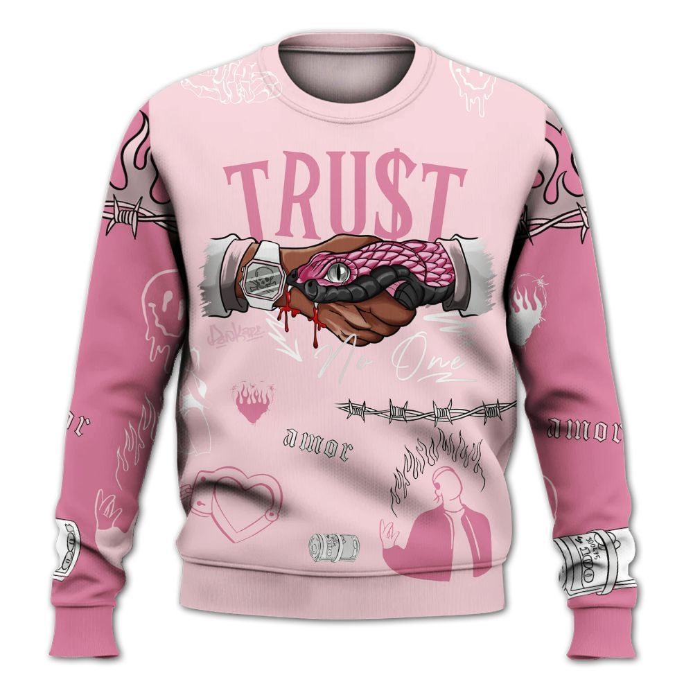 Sweatshirt To Match GS Pearl Pink 12s Shirt, Snake Trust No One All Over Print