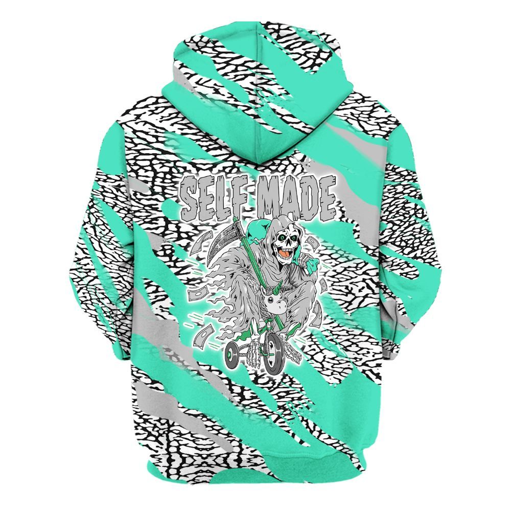 Hoodie To Match Black Green Glow 3s - Self Make Skeleton Colored All Over Print