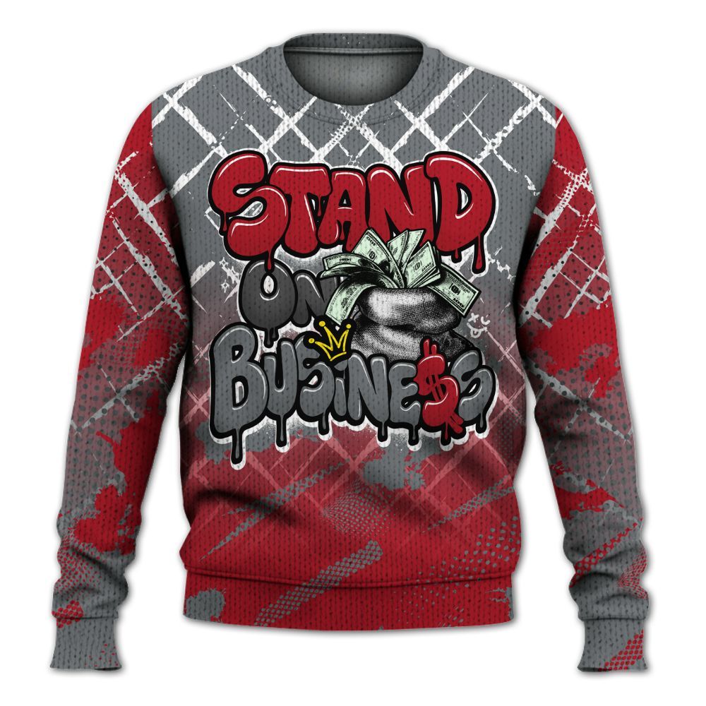 Knitted Sweater To Match Retro Fire Red 9s - Halftone Stand Business Dripping