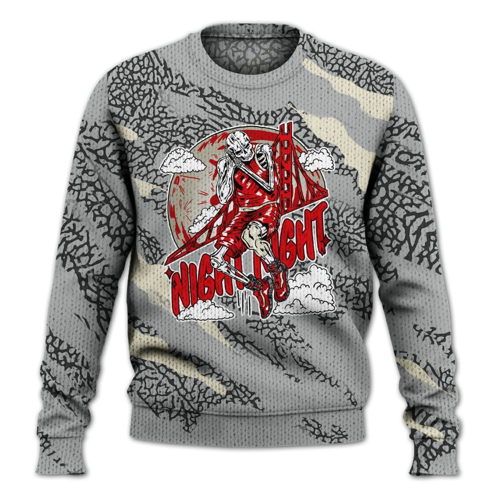 Knitted Sweater To Match Cement Grey 3s - Seeya Skeleton Colored