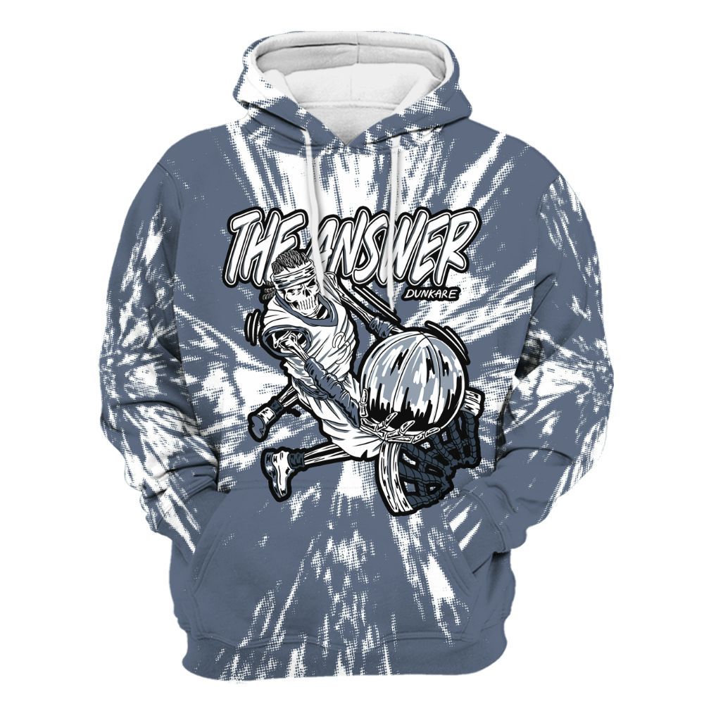 Hoodie To Match Low Diffused Blue 11s - The Answer Skeleton Luxury All Over Print