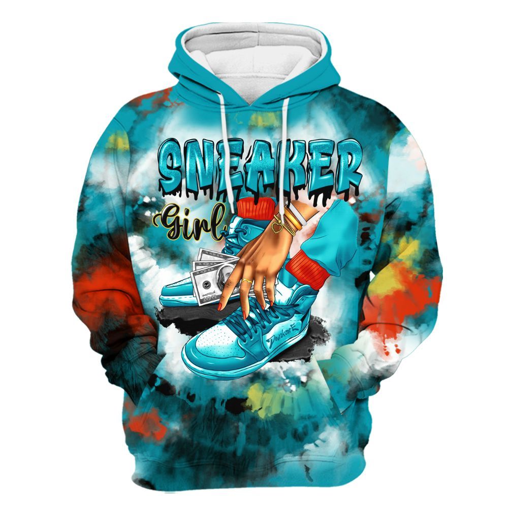 Hoodie To Match Dunk Low KD 17 N7 - SNEAKER Girl Money Drip Tie Dye All Over Print