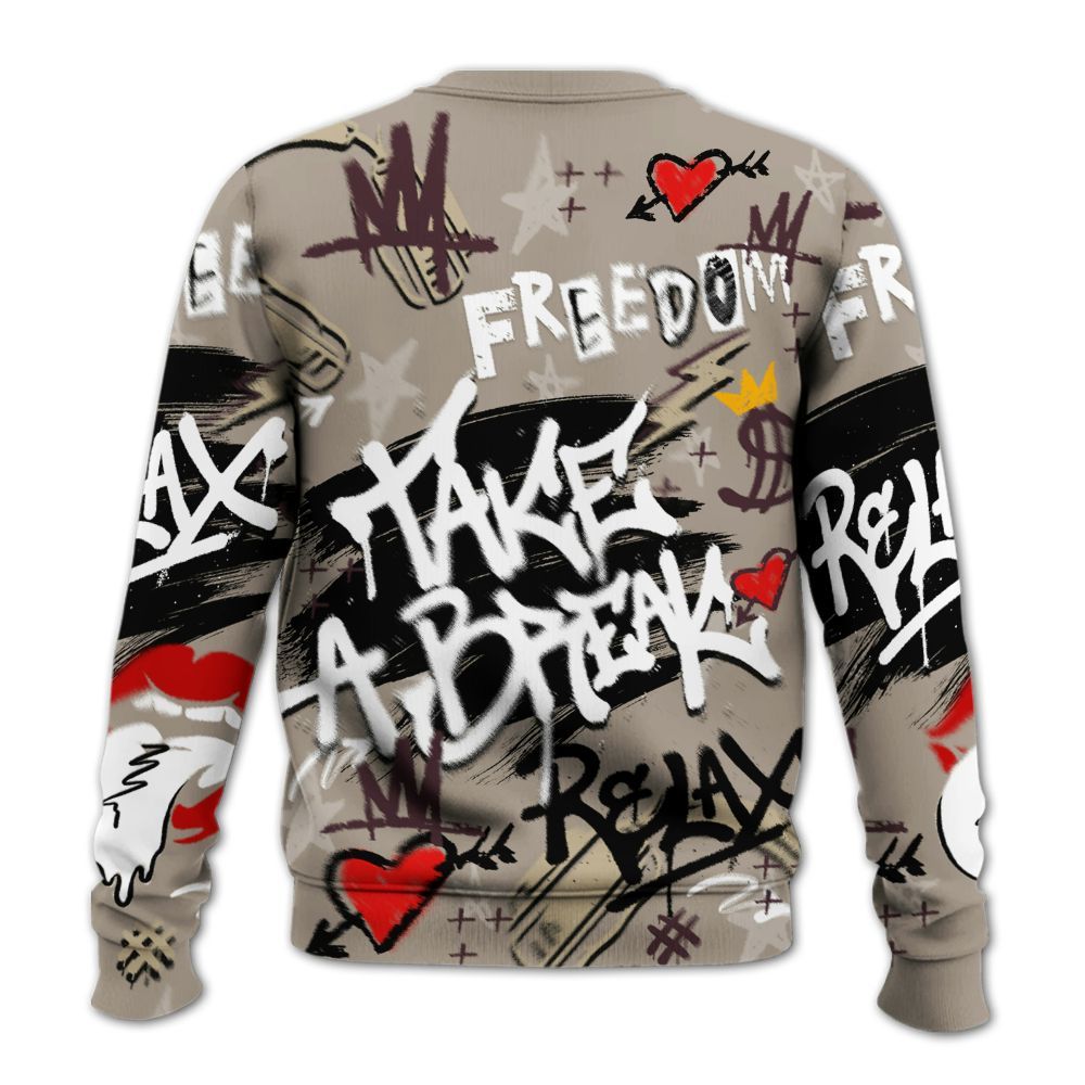 Sweatshirt To Match AMM Retro Phantom 4s - Take Break Freedom Graffiti Streetwear All Over Print